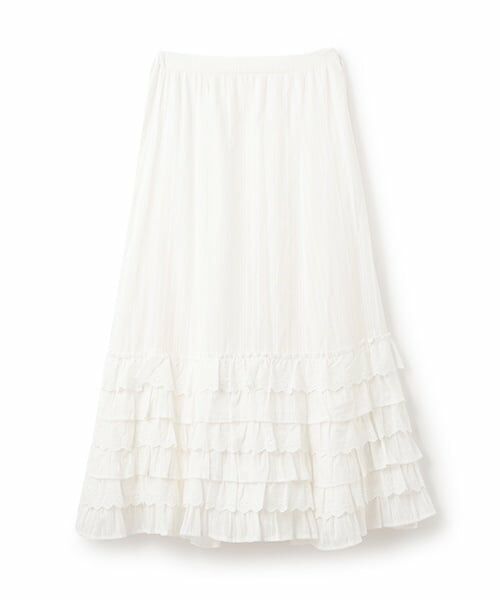 petit main LIEN / プティマイン リアン ミニ・ひざ丈スカート | 【親子リンク】レースフリルスカート（オフ ホワイト）