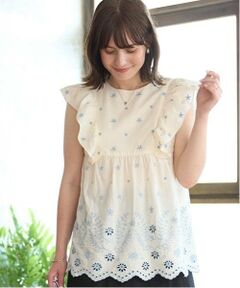 petit main LIEN / プティマイン リアン その他トップス | 【リンク】インド綿オーバーレースチュニック