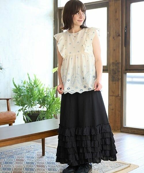 petit main LIEN / プティマイン リアン その他トップス | 【リンク】インド綿オーバーレースチュニック | 詳細1