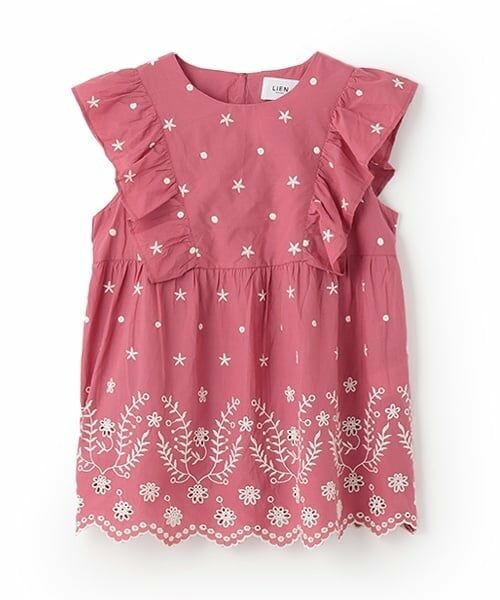 petit main LIEN / プティマイン リアン その他トップス | 【リンク】インド綿オーバーレースチュニック（ディープ ピンク）