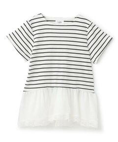 petit main LIEN / プティマイン リアン Tシャツ | 【リンク】シアーペプラムドッキングT