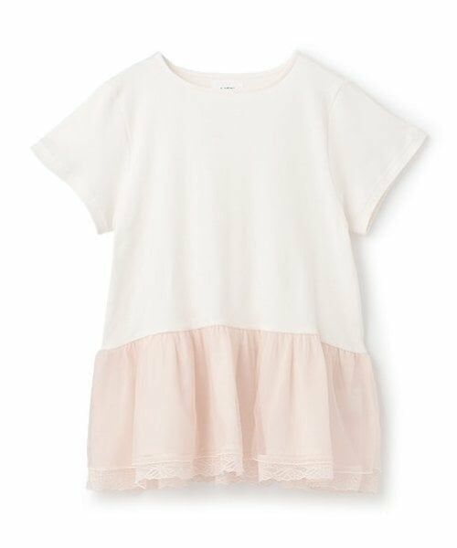 petit main LIEN / プティマイン リアン Tシャツ | 【リンク】シアーペプラムドッキングT（オフ ホワイト）