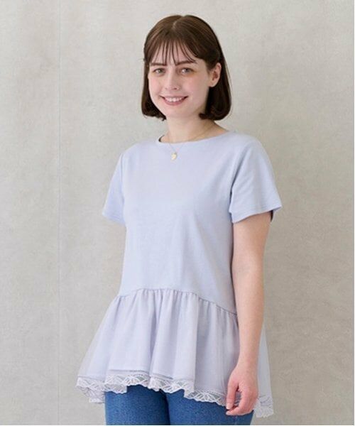 petit main LIEN / プティマイン リアン Tシャツ | 【リンク】シアーペプラムドッキングT | 詳細1