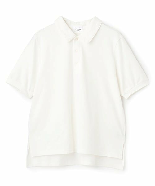 petit main LIEN / プティマイン リアン ポロシャツ | 【リンク】ペプラムポロシャツ（オフ ホワイト）