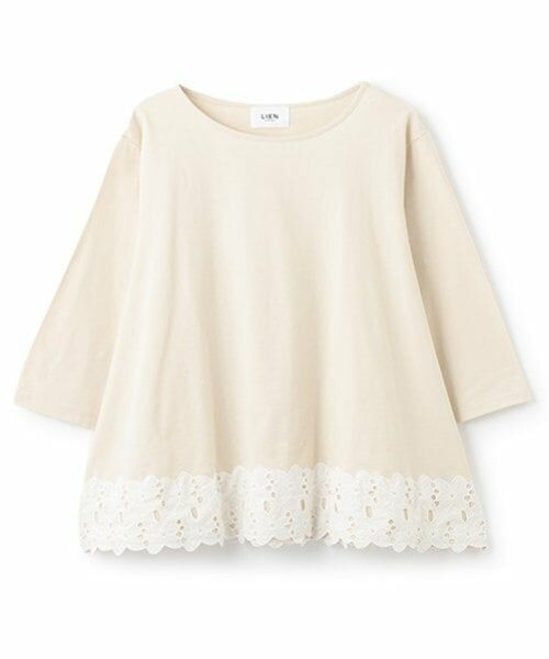 petit main LIEN / プティマイン リアン Tシャツ | 【リンク】レースAラインTシャツ（薄ベージュ）