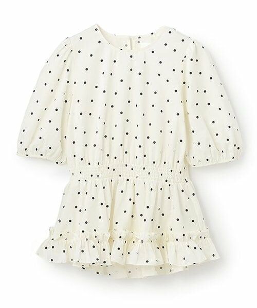 petit main LIEN / プティマイン リアン その他トップス | 【リンク】パフスリーブ柄チュニック（アイボリー）