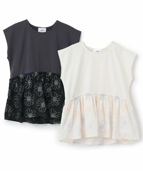 petit main LIEN / プティマイン リアン Tシャツ | 【リンク】お花刺しゅうドッキングT | 詳細3