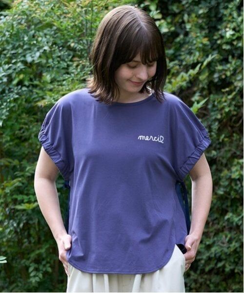 petit main LIEN / プティマイン リアン Tシャツ | 【水陸両用】ロゴ刺しゅうTシャツ（紺）