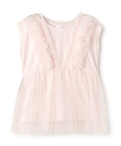 petit main LIEN / プティマイン リアン Tシャツ | 【リンク】チュールドッキング半袖T