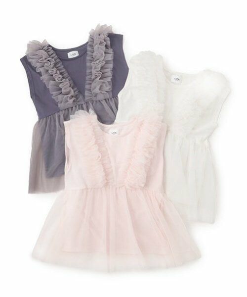 petit main LIEN / プティマイン リアン Tシャツ | 【リンク】チュールドッキング半袖T | 詳細10