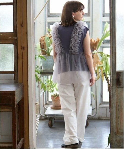 petit main LIEN / プティマイン リアン Tシャツ | 【リンク】チュールドッキング半袖T | 詳細2