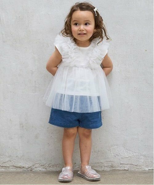 petit main LIEN / プティマイン リアン Tシャツ | 【リンク】チュールドッキング半袖T | 詳細3