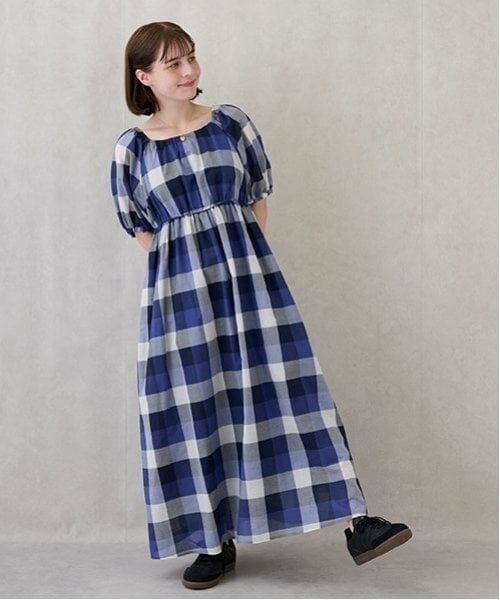 petit main LIEN / プティマイン リアン ミニ丈・ひざ丈ワンピース | 【リンク】肩あきチェックワンピース | 詳細1