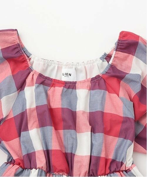 petit main LIEN / プティマイン リアン ミニ丈・ひざ丈ワンピース | 【リンク】肩あきチェックワンピース | 詳細9