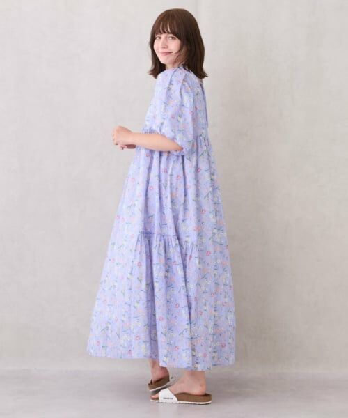 petit main LIEN / プティマイン リアン ミニ丈・ひざ丈ワンピース | 【リンク】ラメストライプ/花柄ワンピース | 詳細1