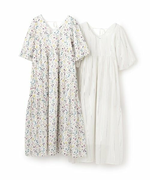 petit main LIEN / プティマイン リアン ミニ丈・ひざ丈ワンピース | 【リンク】ラメストライプ/花柄ワンピース | 詳細20