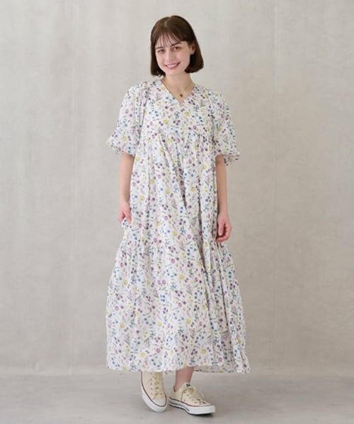 petit main LIEN / プティマイン リアン ミニ丈・ひざ丈ワンピース | 【リンク】ラメストライプ/花柄ワンピース | 詳細5