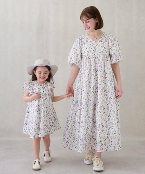 petit main LIEN / プティマイン リアン ミニ丈・ひざ丈ワンピース | 【リンク】ラメストライプ/花柄ワンピース | 詳細7