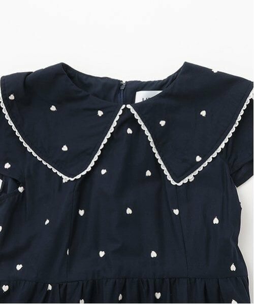 petit main LIEN / プティマイン リアン ミニ丈・ひざ丈ワンピース | 【リンク】ハート刺しゅうワンピース | 詳細4