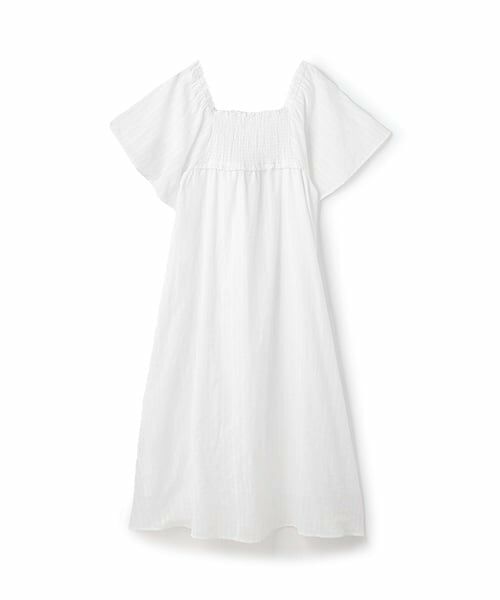 petit main LIEN / プティマイン リアン ミニ丈・ひざ丈ワンピース | 【リンク】スモッキングワンピース（オフ ホワイト）