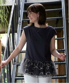 petit main LIEN / プティマイン リアン その他トップス | 【リンク】チェーン刺しゅうチュールチュニック