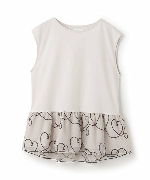 petit main LIEN / プティマイン リアン その他トップス | 【リンク】チェーン刺しゅうチュールチュニック（薄ベージュ）