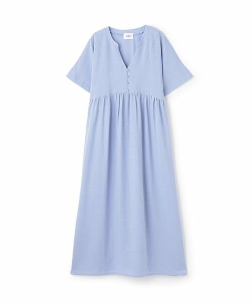 petit main LIEN / プティマイン リアン ミニ丈・ひざ丈ワンピース | 【親子リンク】総柄ロングワンピース（ブルー）