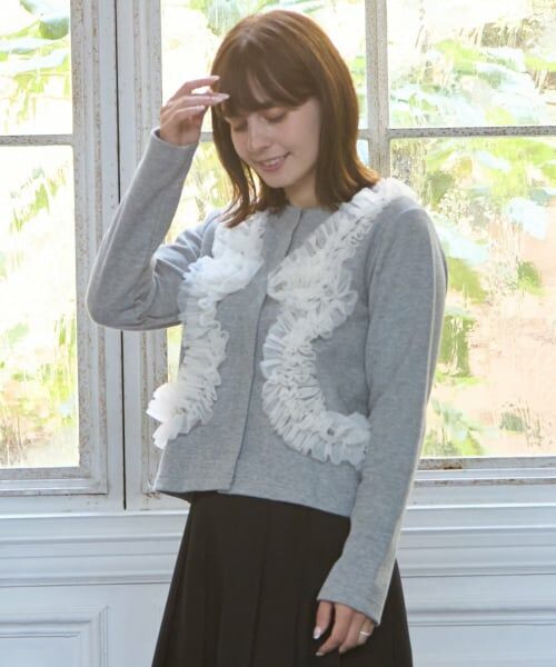petit main LIEN / プティマイン リアン カーディガン・ボレロ | 【リンク】チュールフリルカットカーディガン | 詳細1