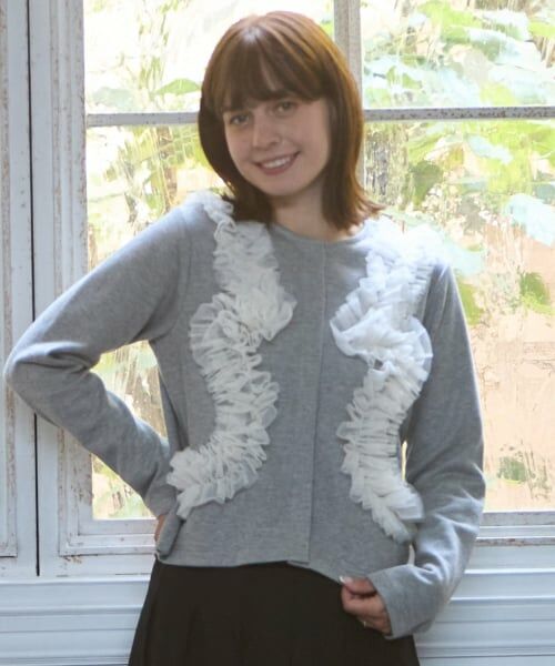 petit main LIEN / プティマイン リアン カーディガン・ボレロ | 【リンク】チュールフリルカットカーディガン（トップ グレー）