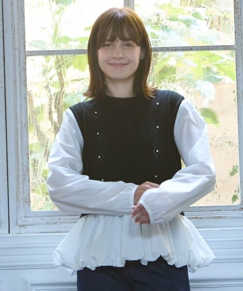 petit main LIEN / プティマイン リアン その他トップス | 【リンク】ベストドッキングチュニック（黒）