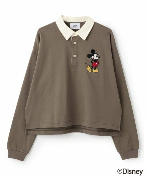 petit main LIEN / プティマイン リアン Tシャツ | 【Disney・リンク】ラガーTシャツ（モカ茶）