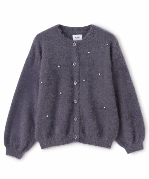 petit main LIEN / プティマイン リアン カーディガン・ボレロ | 【親子リンク】シャギーニットカーディガン（チャコール）
