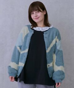 petit main LIEN / プティマイン リアン カーディガン・ボレロ | 【親子リンク】シャギーニット柄カーディガン