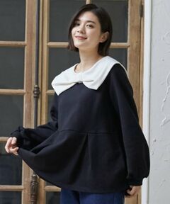 petit main LIEN / プティマイン リアン スウェット | 【裏起毛/リンク】リボン衿トレーナー