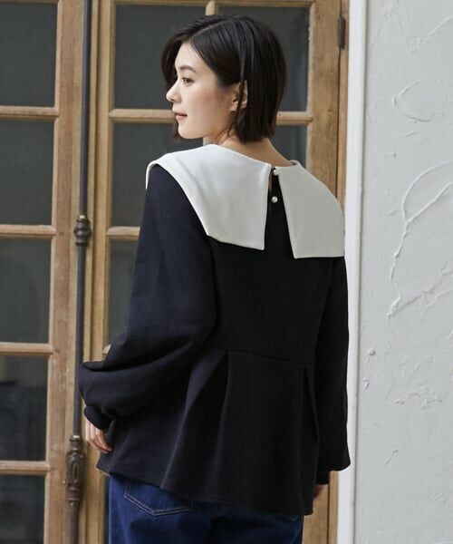 petit main LIEN / プティマイン リアン スウェット | 【裏起毛/リンク】リボン衿トレーナー | 詳細1