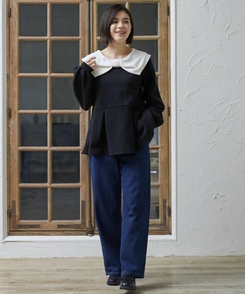 petit main LIEN / プティマイン リアン スウェット | 【裏起毛/リンク】リボン衿トレーナー | 詳細4