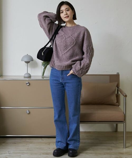 petit main LIEN / プティマイン リアン ニット・セーター | 【リンク】ハートケーブルニット | 詳細1