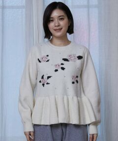 petit main LIEN / プティマイン リアン ニット・セーター | 【フワもちっと/リンク】お花パールニット