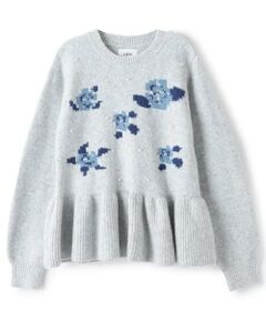 petit main LIEN / プティマイン リアン ニット・セーター | 【フワもちっと/リンク】お花パールニット