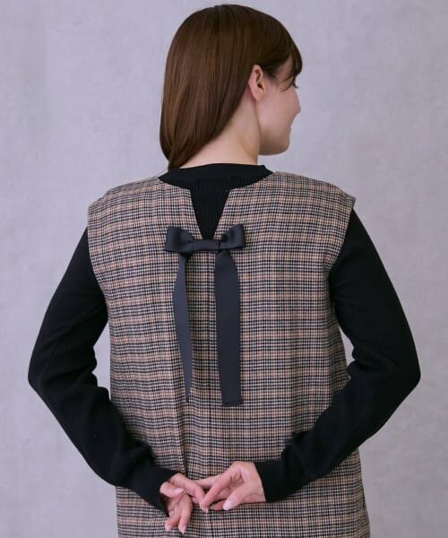 petit main LIEN / プティマイン リアン ミニ丈・ひざ丈ワンピース | 【親子リンク】リボンジャンパースカート | 詳細3