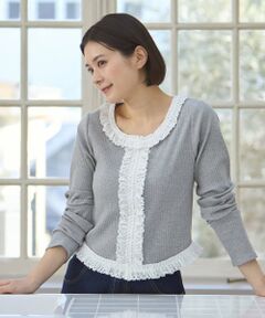 petit main LIEN / プティマイン リアン Tシャツ | 【親子リンク】レースフリルテレコ長袖Tシャツ