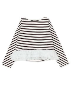 petit main LIEN / プティマイン リアン Tシャツ | 【親子リンク】ボーダーペプラム長袖Tシャツ