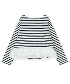 petit main LIEN / プティマイン リアン Tシャツ | 【親子リンク】ボーダーペプラム長袖Tシャツ