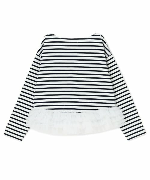 petit main LIEN / プティマイン リアン Tシャツ | 【親子リンク】ボーダーペプラム長袖Tシャツ | 詳細1