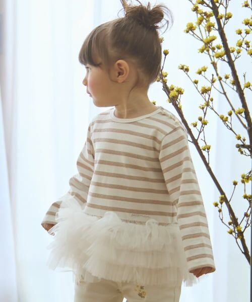 petit main LIEN / プティマイン リアン Tシャツ | 【親子リンク】ボーダーペプラム長袖Tシャツ | 詳細10
