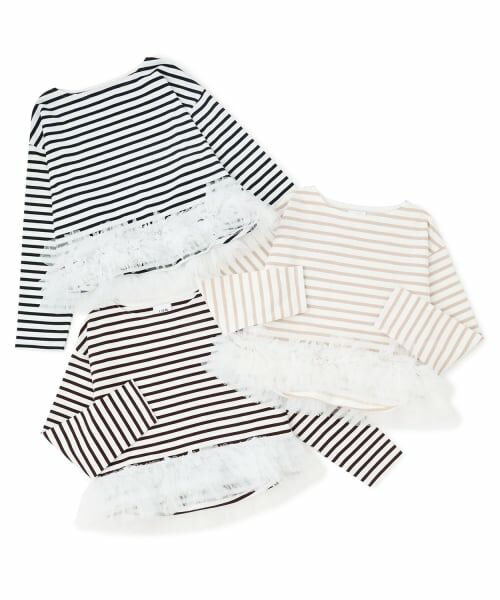 petit main LIEN / プティマイン リアン Tシャツ | 【親子リンク】ボーダーペプラム長袖Tシャツ | 詳細7