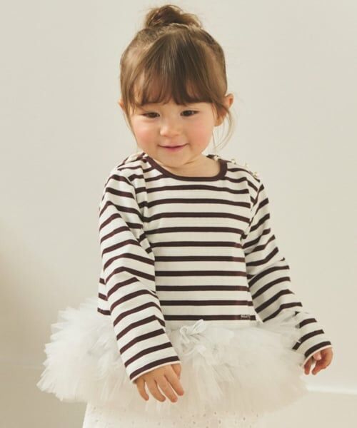 petit main LIEN / プティマイン リアン Tシャツ | 【親子リンク】ボーダーペプラム長袖Tシャツ | 詳細8