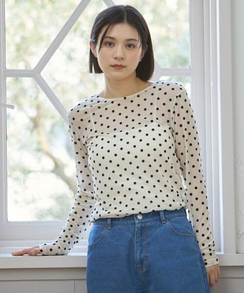 petit main LIEN / プティマイン リアン Tシャツ | 【フォーマル】2wayシアードットトップス（オフ ホワイト）