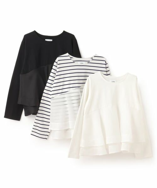 petit main LIEN / プティマイン リアン Tシャツ | オーガンジードッキング長袖Tシャツ | 詳細13