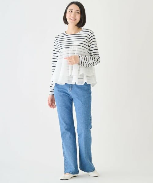 petit main LIEN / プティマイン リアン Tシャツ | オーガンジードッキング長袖Tシャツ | 詳細3